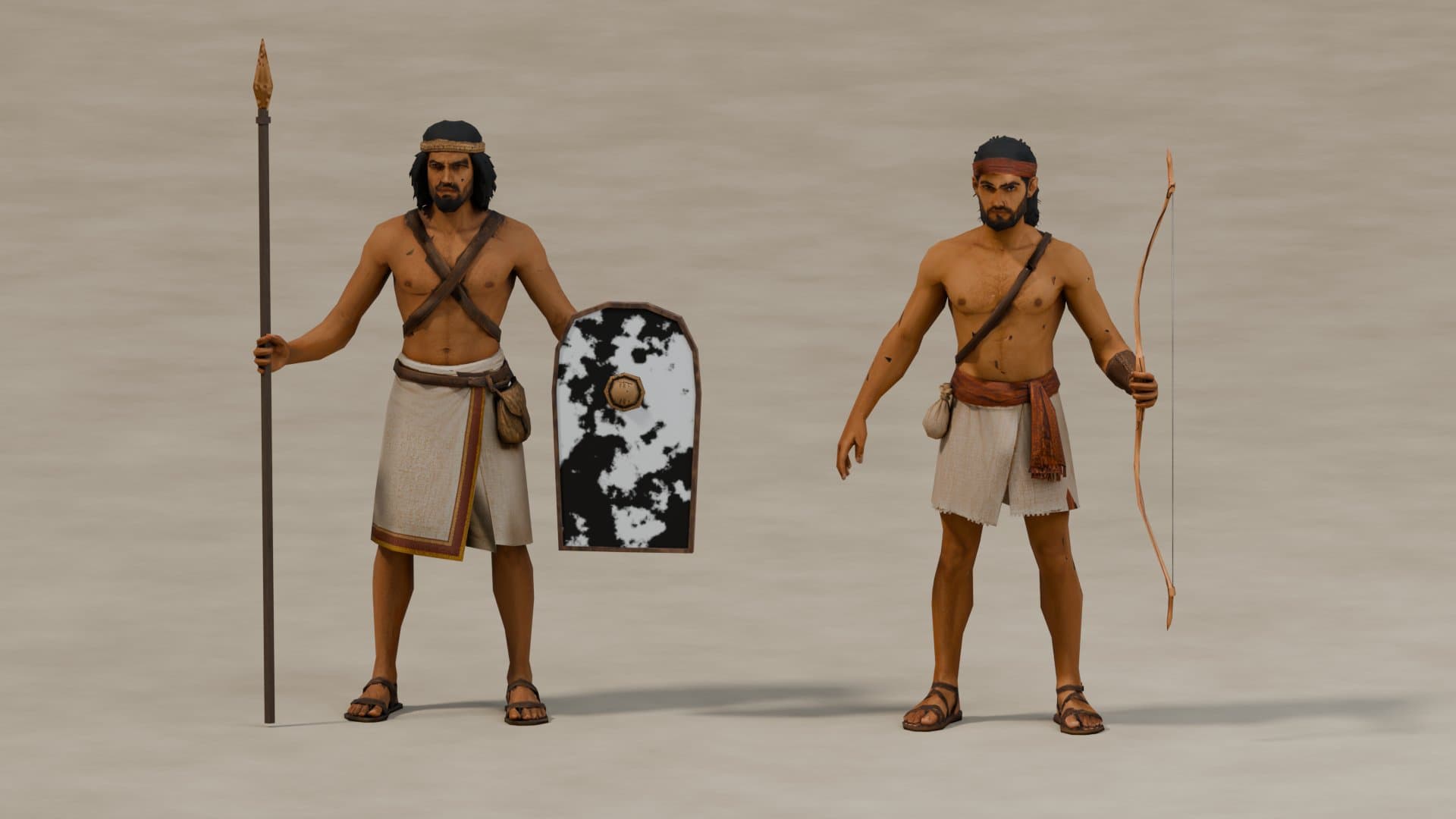 A desert raider spearman and archer
