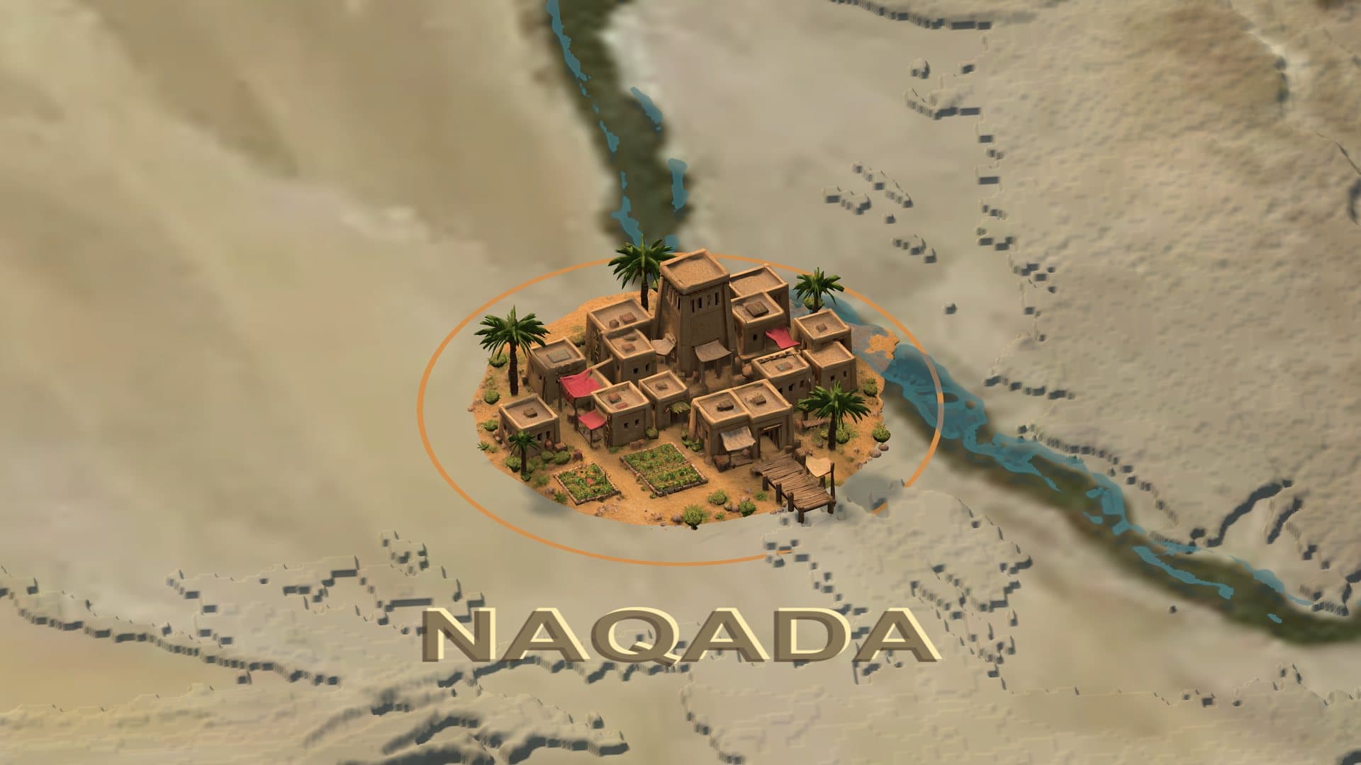 The village of Naqada on the campaign map beside the Nile