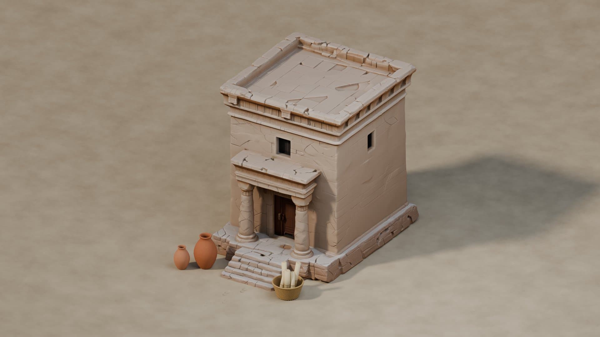 A two-storey mud-brick tax office